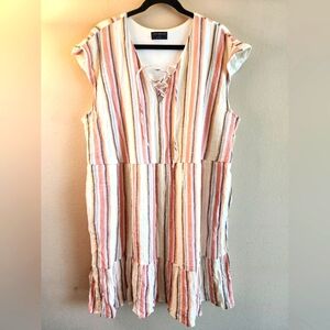 Striped Maxi Dress in Pink and Cream